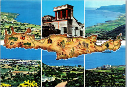 51162 - Griechenland - Crete , Kreta , Landkarte , Mehrbildkarte - Gelaufen 1984 - Griechenland