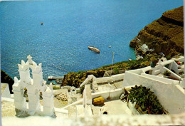 51096 - Griechenland - Santorini , Santorine , View Of The Port - Gelaufen 1983 - Griechenland