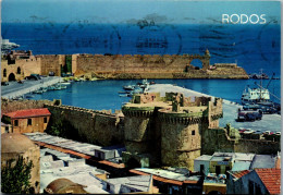 51080 - Griechenland - Rhodes , Rhodos , Blick Auf Den Handelshafen - Gelaufen 1985 - Grecia