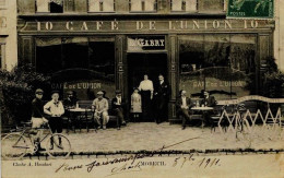 1861 - Somme -   MOREUIL  :  CAFE  DE  L' UNION - Prop. L.GABRY - Terrasse Animée - Beau Plan   - Circulée En 1911 - Moreuil