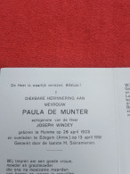 Doodsprentje Paula De Munter / Hamme 26/4/1923 Edegem 13/4/1991 ( Joseph Windey ) - Religion &  Esoterik