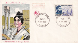 FDC 11/06/1960: Les Célébrités Françaises - BIZET (1838-1875) - Y&T N° 1261 - 1960-1969