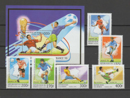 Benin 1997 Football Soccer World Cup Set Of 6 + S/s MNH - 1998 – France