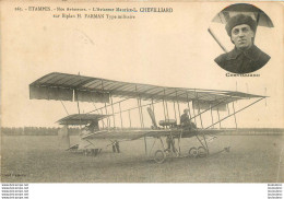 AVIATEUR MAURICE L. CHEVILLIARD  ETAMPES AVIATION SUR BIPLAN FARMAN - Aviateurs