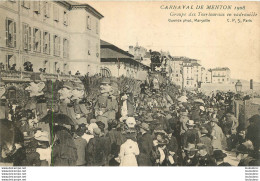 RARE MENTON CARNAVAL DE MENTON 1908 GROUPE DES TOURLOUROUS EN VADROUILLE - Menton