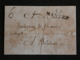 DN15 FRANCE  LETTRE  RR  1827 NANTES A BORDEAUX    ++ AFF. INTERESSANT++ - 1801-1848: Precursores XIX