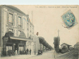 77 MELUN - Place De La Gare Hôtel Des Voyageurs - Melun