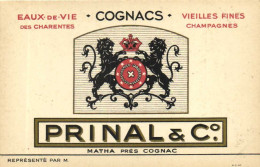 PUB  COGNACS  Eaux De Vie De Chatentes Vieilles Fines Champagnes PRINAL & Co  Matha Près Cognac RV - Reclame