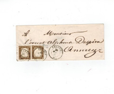 LETTRE DUCHE DE SAVOIE PAIRE 10C SARDE DE FRANGY A ANNECY 1858 SARDAIGNE - 1849-1876: Periodo Classico