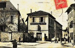 1868 - Isére -  CESSIEU  :  La Place Et Le Restaurant  MICOUD      Circulée En 1907 - Andere & Zonder Classificatie