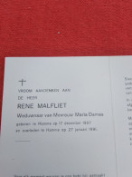 Doodsprentje Rene Malfliet / Hamme 17/12/1907 - 27/1/1991 ( Maria Damas ) - Religión & Esoterismo