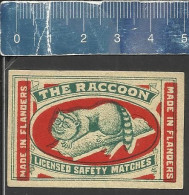 THE RACCOON ( RATON LAVEUR WASCHBÄR WASBEER) - MADE IN FLANDERS - OLD MATCHBOX LABEL BELGIUM - Boites D'allumettes - Etiquettes