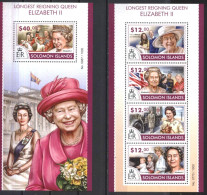 Mint Stamps In Miniature Sheet And  S/S Queen Elizabeth II 2015  From  Solomon Islands - Familias Reales