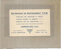 D 83.  CARNOULES.  CARTE DE VISITE. ENTREPRISE DE DEFONCEMENT T.O.B. - Other & Unclassified