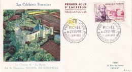 FDC 11/06/1960: Les Célébrités Françaises - Michel De L'HOSPITAL (1507-1573) - Y&T N° 1257 - 1960-1969