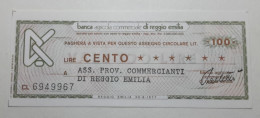 BANCA AGRICOLA COMMERCIALE DI REGGIO EMILIA, 100 Lire 30.09.1977 Ass. Prov. Commercianti (A1.45) - [10] Cheques Y Mini-cheques