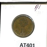 10 ESCUDOS 1991 PORTUGAL Coin #AT401.U.A - Portogallo