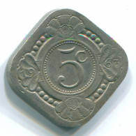 5 CENTS 1963 NIEDERLÄNDISCHE ANTILLEN Nickel Koloniale Münze #S12430.D.A - Nederlandse Antillen