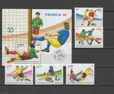 Cuba 1997 Football Soccer World Cup Set Of 5 + S/s MNH - 1998 – Frankreich