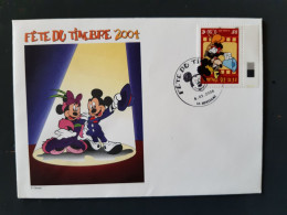 Enveloppe Fête Du Timbre 2004 Timbre Collé à L'envers - Storia Postale