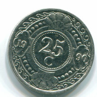 25 CENTS 1990 ANTILLES NÉERLANDAISES Nickel Colonial Pièce #S11271.F.A - Antille Olandesi