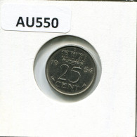 25 CENTS 1954 NEERLANDÉS NETHERLANDS Moneda #AU550.E.A - 1948-1980 : Juliana