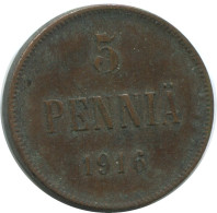 5 PENNIA 1916 FINLANDIA FINLAND Moneda RUSIA RUSSIA EMPIRE #AB250.5.E.A - Finlande