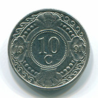 10 CENTS 1991 NIEDERLÄNDISCHE ANTILLEN Nickel Koloniale Münze #S11349.D.A - Netherlands Antilles