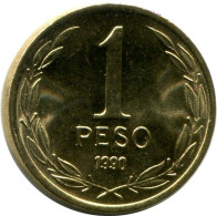 1 PESO 1990 CHILE UNC Coin #M10143.U.A - Cile