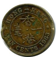 10 CENTS 1963 HONG KONG Coin #AY602.U.A - Hongkong