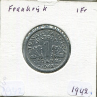 1 FRANC 1942 (Heavy Type) FRANCIA FRANCE Moneda #AM536.E.A - 1 Franc