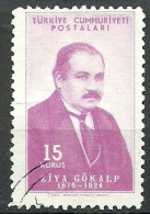 Turkey; 1954 30th Anniv. Of The Death Of Ziya Gokalp 15 K. "Color Variety" - Oblitérés
