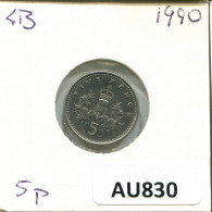 5 PENCE 1990 UK GBAN BRETAÑA GREAT BRITAIN Moneda #AU830.E.A - 5 Pence & 5 New Pence