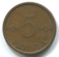 5 PENNIA 1963 FINNLAND FINLAND Münze #WW1119.D.A - Finlande