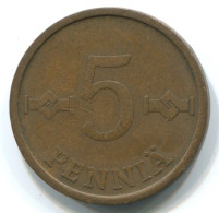 5 PENNIA 1963 FINNLAND FINLAND Münze #WW1119.D.A - Finnland