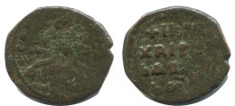 JESUS CHRIST ANONYMOUS CROSS FOLLIS Antiguo BYZANTINE Moneda 6.3g/26mm #AB323.9.E.A - Byzantines