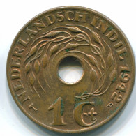 1 CENT 1942 INDES ORIENTALES NÉERLANDAISES INDONÉSIE Bronze Colonial Pièce #S10306.F.A - Indes Neerlandesas