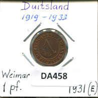 1 RENTENPFENNIG 1931 E ALEMANIA Moneda GERMANY #DA458.2.E.A - 1 Renten- & 1 Reichspfennig