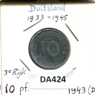 10 REICHSPFENNIG 1943 D DEUTSCHLAND Münze GERMANY #DA424.2.D.A - 10 Reichspfennig