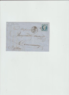 N° 14 Empire Franc De 1855, Timbre Non Dentelé Expédié De LYON Pour COMMENTRY (Allier), Voir Les Scans - 1849-1876: Klassieke Periode