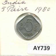 5 PAISE 1980 INDIA Moneda #AY739.E.A - India