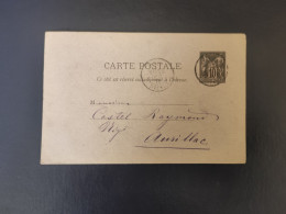 CPA Envoyée à Aurillac Timbre Intégré à Même La Carte Date Avant 1880 - Aurillac