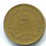 1 GULDEN 1990 ANTILLAS NEERLANDESAS Aureate Steel Colonial Moneda #S12111.E.A - Antille Olandesi