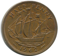 HALF PENNY 1962 UK GRANDE-BRETAGNE GREAT BRITAIN Pièce #AG836.1.F.A - C. 1/2 Penny