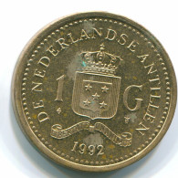 1 GULDEN 1992 ANTILLAS NEERLANDESAS Aureate Steel Colonial Moneda #S12147.E.A - Niederländische Antillen