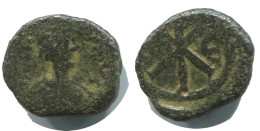 JUSTINUS I CONSTANTINOPOLIS FOLLIS Antiguo BYZANTINE Moneda 1.9g/15mm #AB421.9.E.A - Bizantine