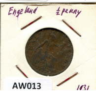 HALF PENNY 1931 UK GREAT BRITAIN Coin #AW013.U.A - C. 1/2 Penny