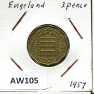 THREEPENCE 1957 UK GRANDE-BRETAGNE GREAT BRITAIN Pièce #AW105.F.A - F. 3 Pence