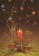Buon Anno Natale CANDELA Vintage Cartolina CPSM #PAV524.A - Nouvel An