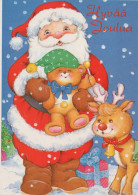 BABBO NATALE Animale Natale Vintage Cartolina CPSM #PAK531.A - Santa Claus
